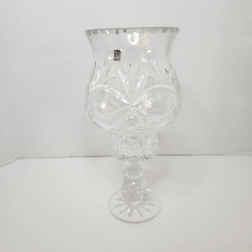 Vintage Julia Crystal 24% Lead Cut Glass Candle Holder/vase 11" Made in Poland